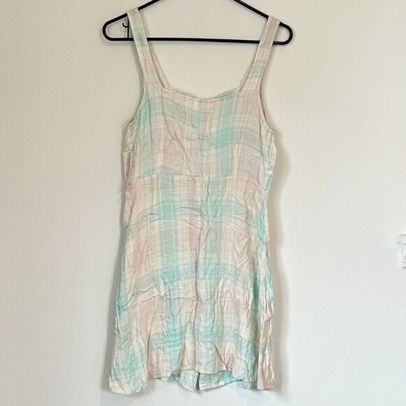 NWT Abound Pink-Green Adley Plaid Tiered Front Button Mini Dress - S - Picture 7 of 8